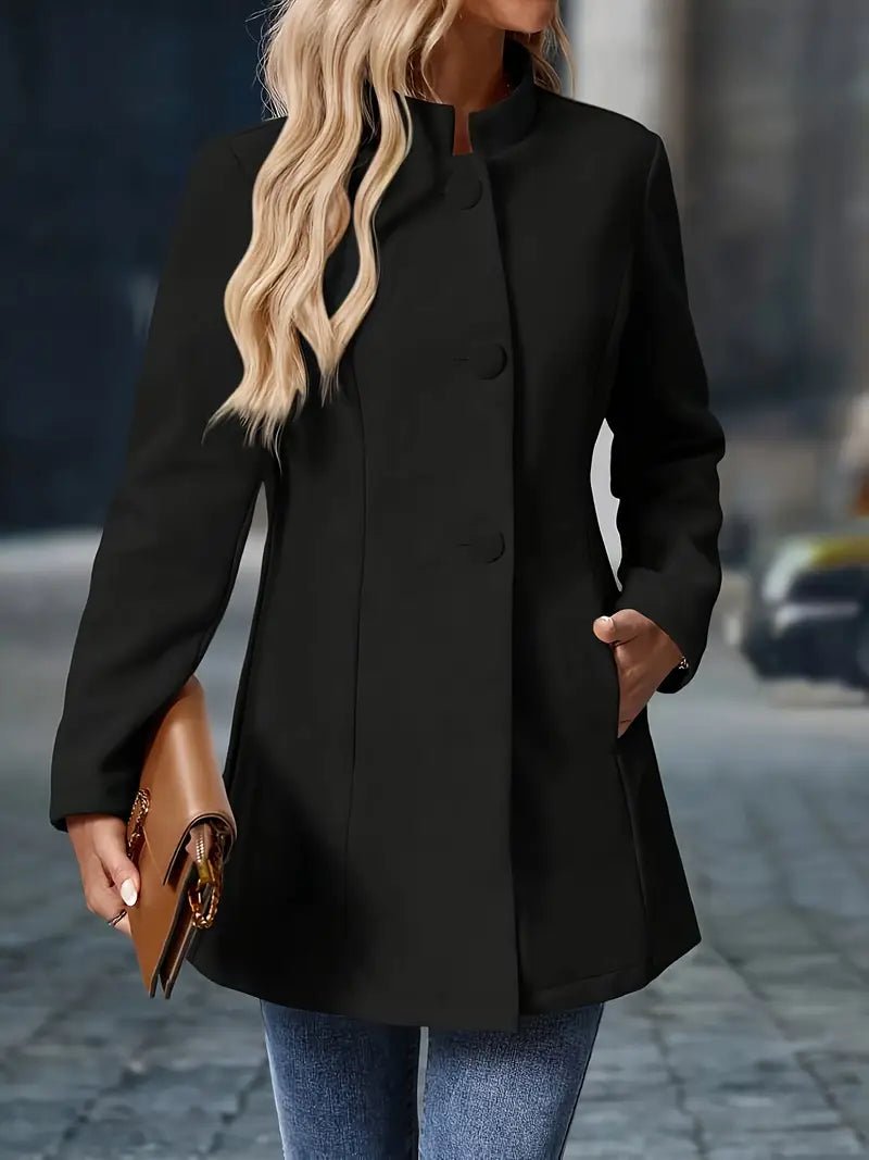 Delphine | Wool-Effect Stand Collar Coat