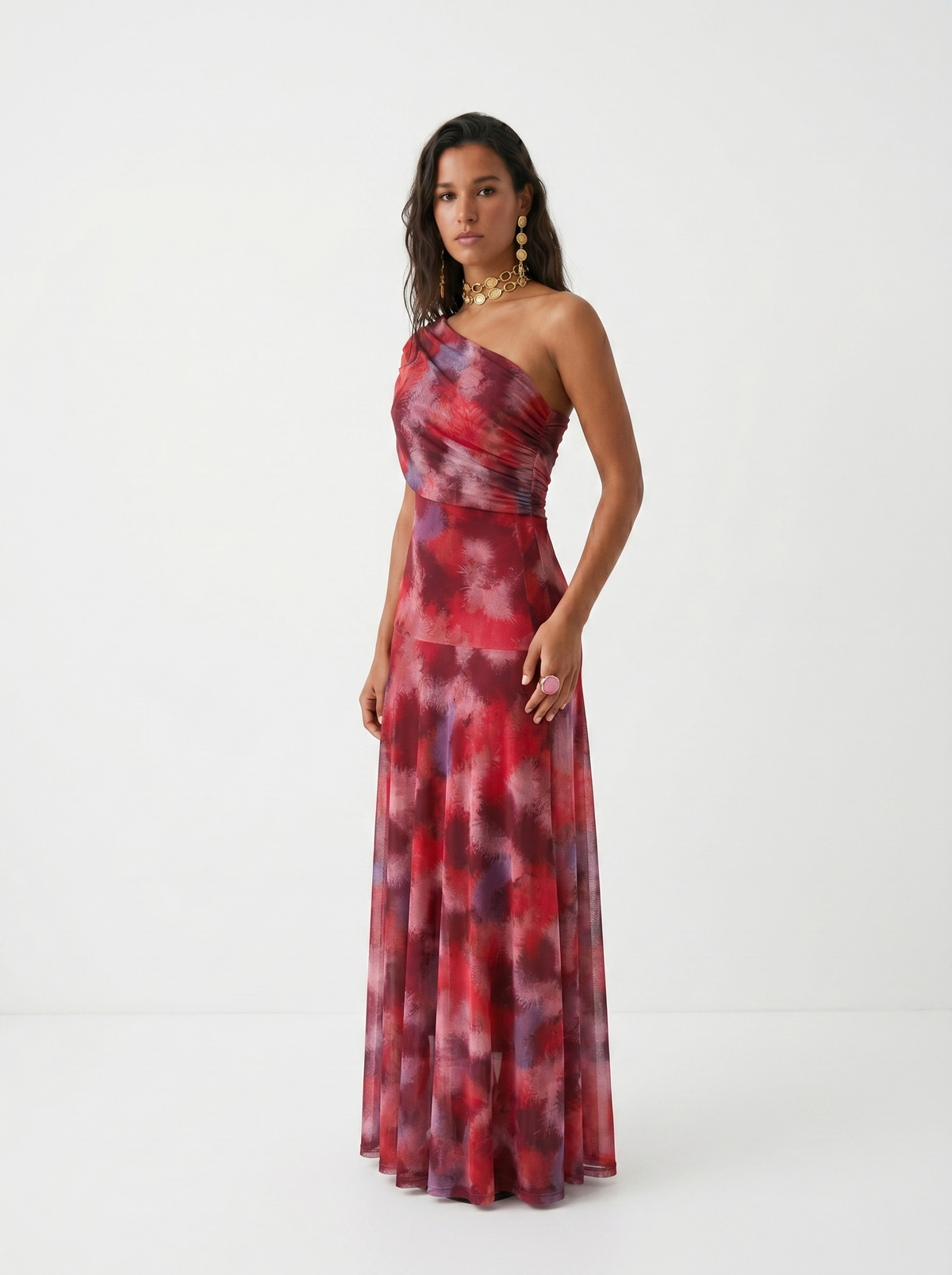 Aveline™ | One-Shoulder Print Maxi Dress