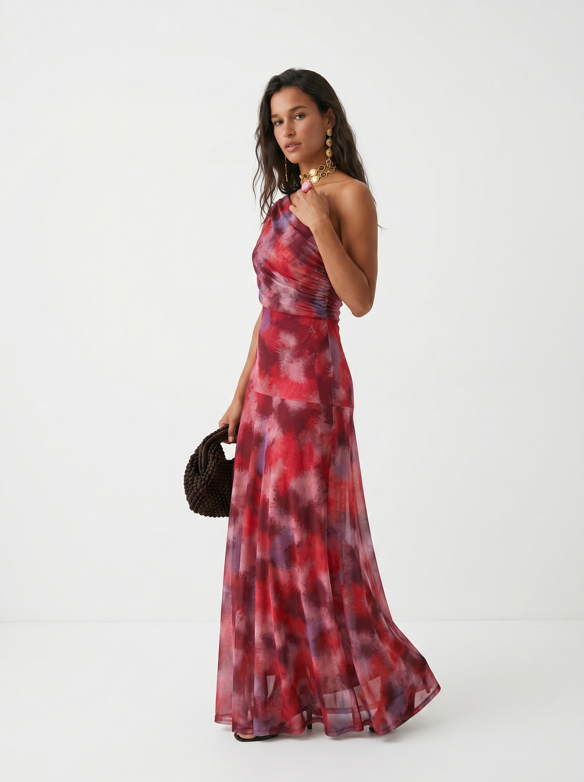 Aveline™ | One-Shoulder Print Maxi Dress