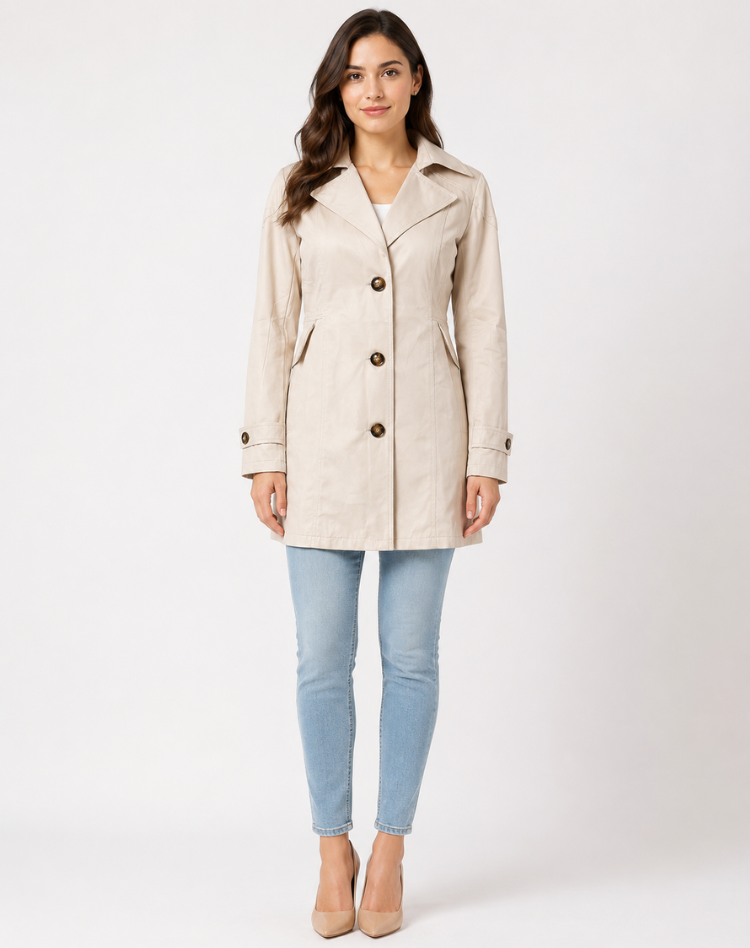 Ladies' Trench Coat Elegant Tied Classic Short Jacket