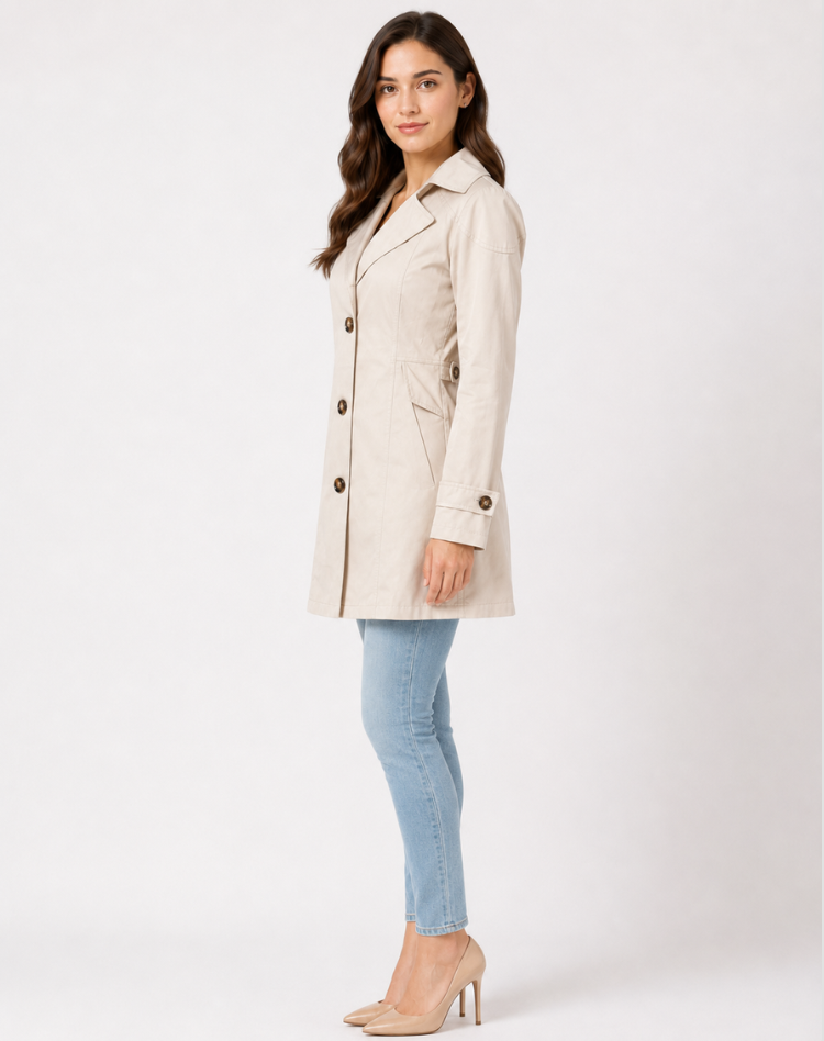 Ladies' Trench Coat Elegant Tied Classic Short Jacket