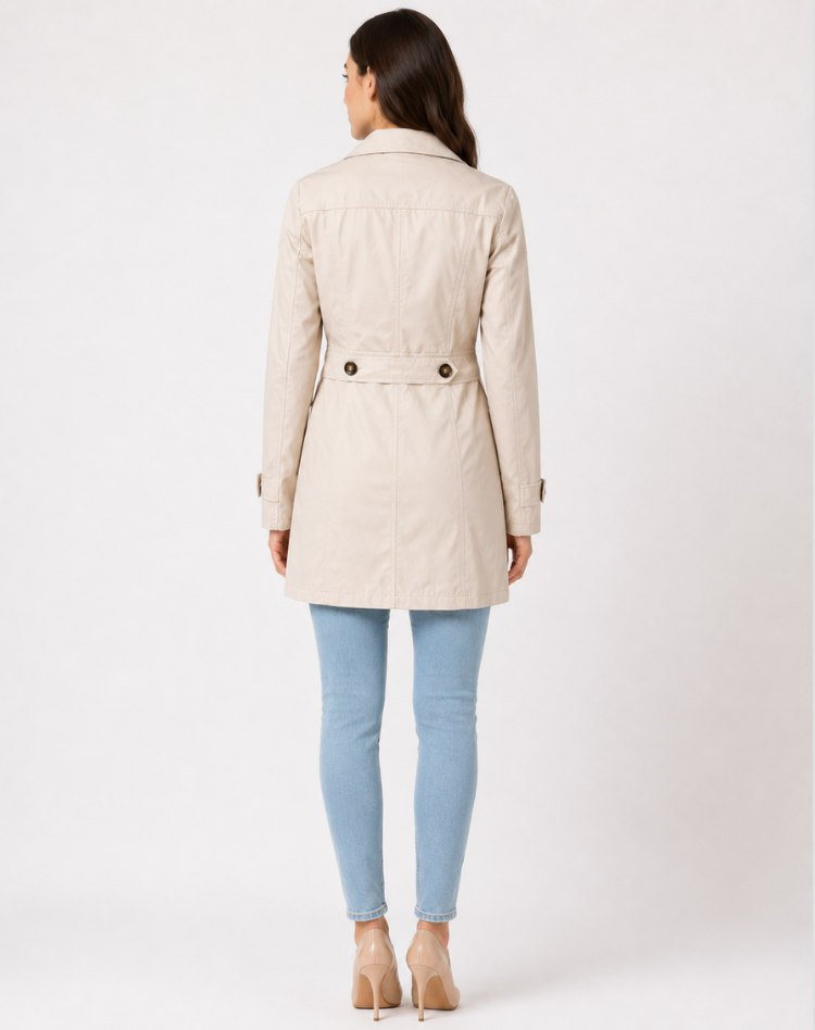 Ladies' Trench Coat Elegant Tied Classic Short Jacket