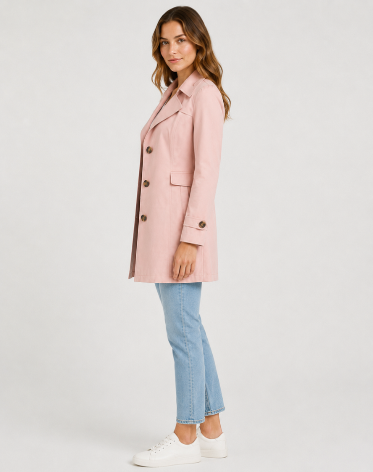 Ladies' Trench Coat Elegant Tied Classic Short Jacket