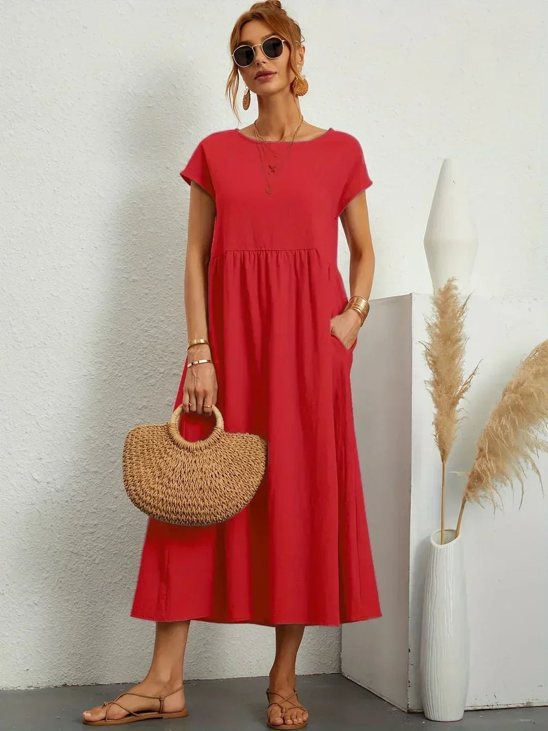 Aveline™ | Breathable White Midi Dress