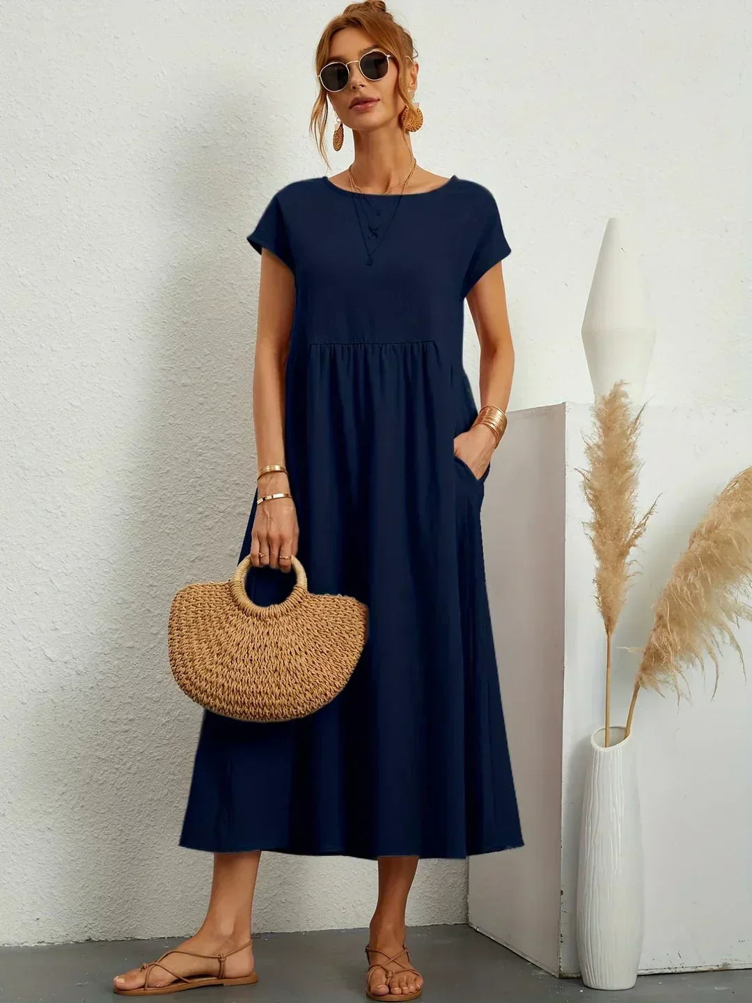 Aveline™ | Breathable White Midi Dress