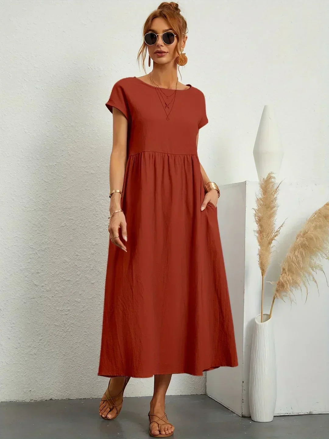 Aveline™ | Breathable White Midi Dress