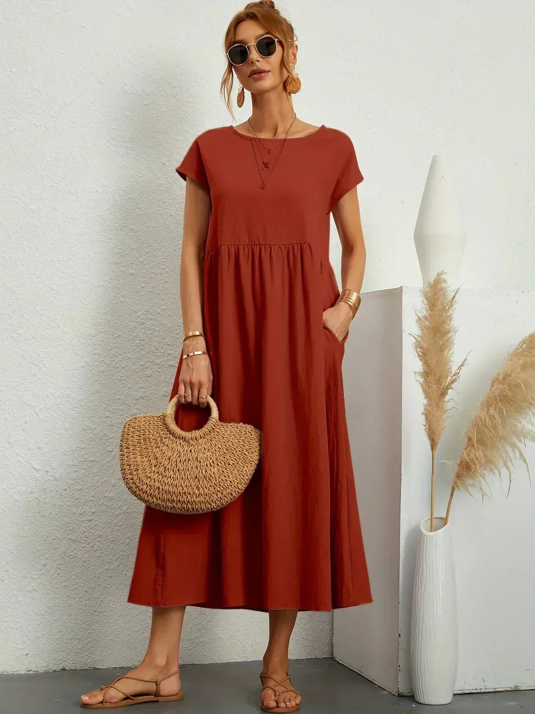 Aveline™ | Breathable White Midi Dress