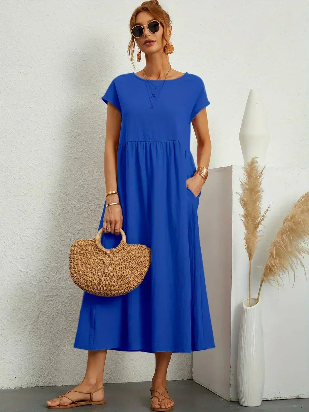 Aveline™ | Breathable White Midi Dress