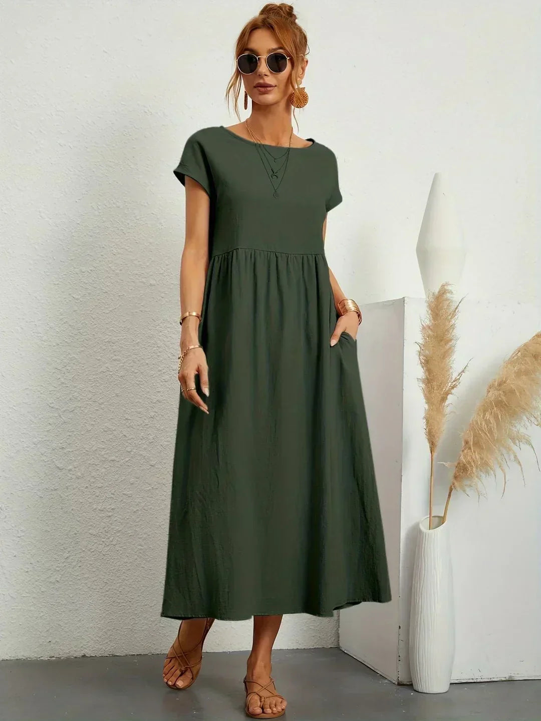 Aveline™ | Breathable White Midi Dress