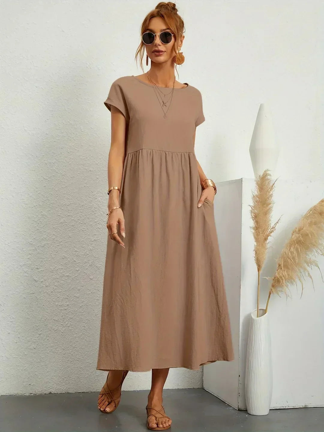 Aveline™ | Breathable White Midi Dress