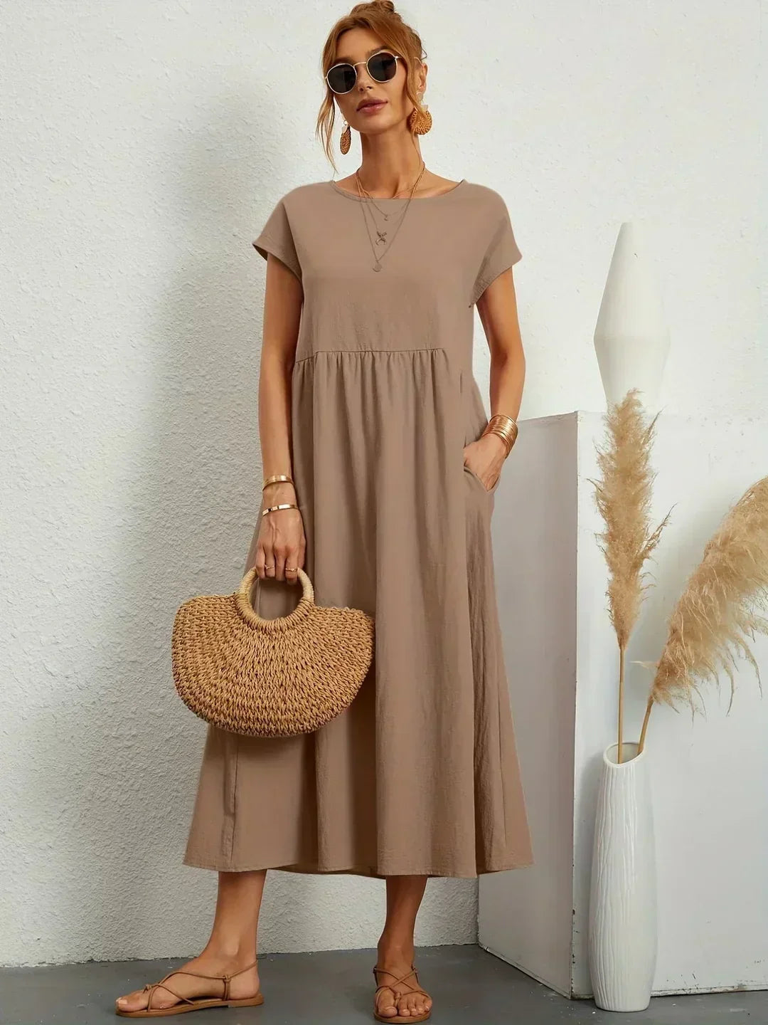 Aveline™ | Breathable White Midi Dress
