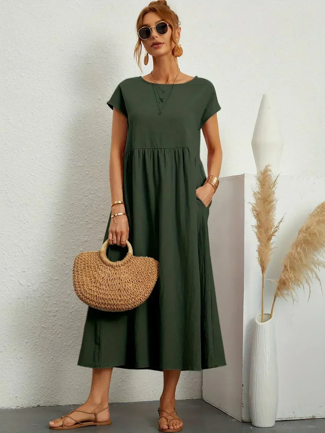 Aveline™ | Breathable White Midi Dress