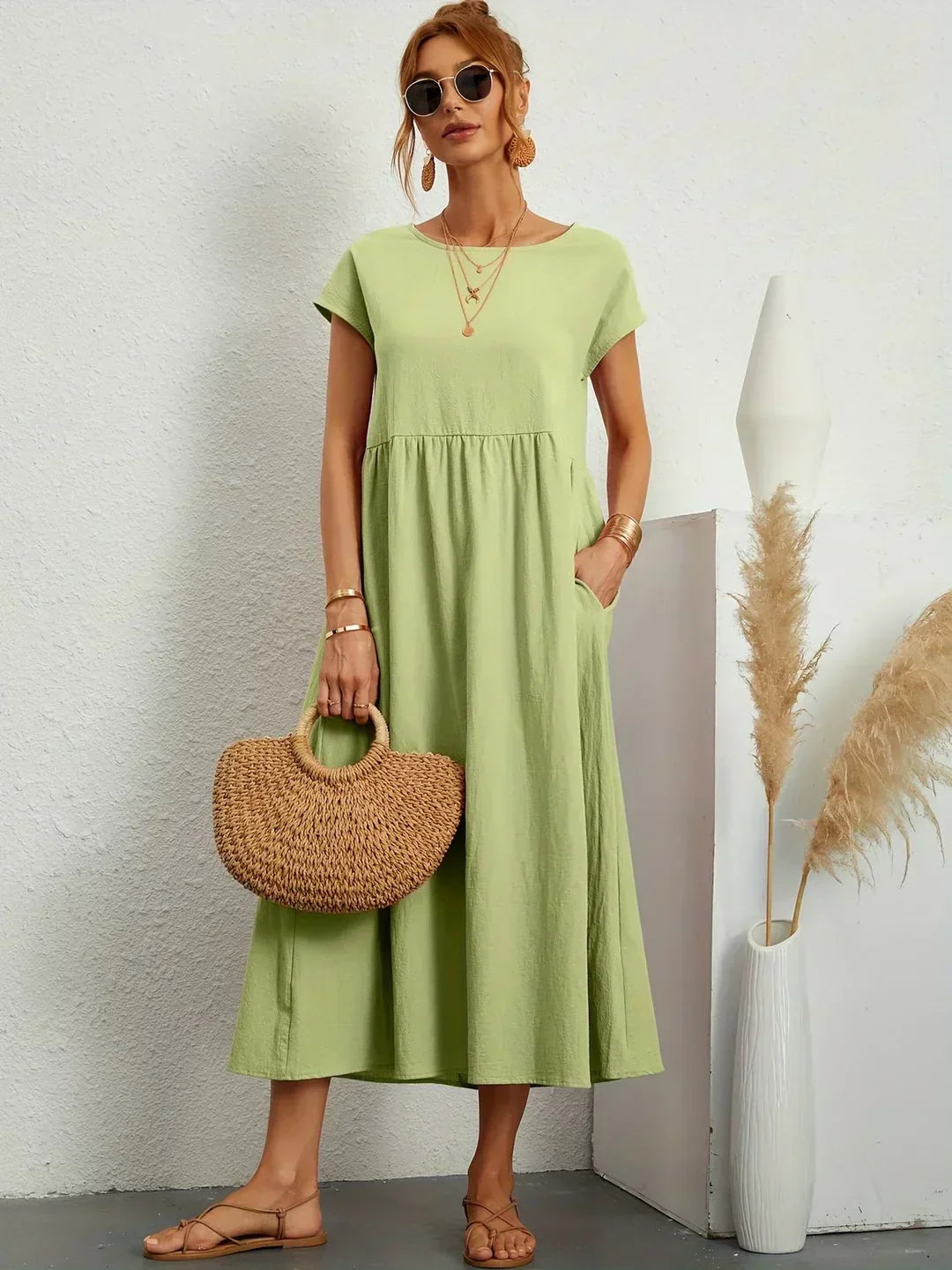 Aveline™ | Breathable White Midi Dress