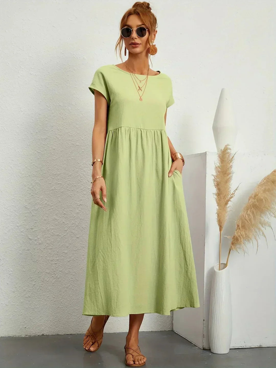Aveline™ | Breathable White Midi Dress