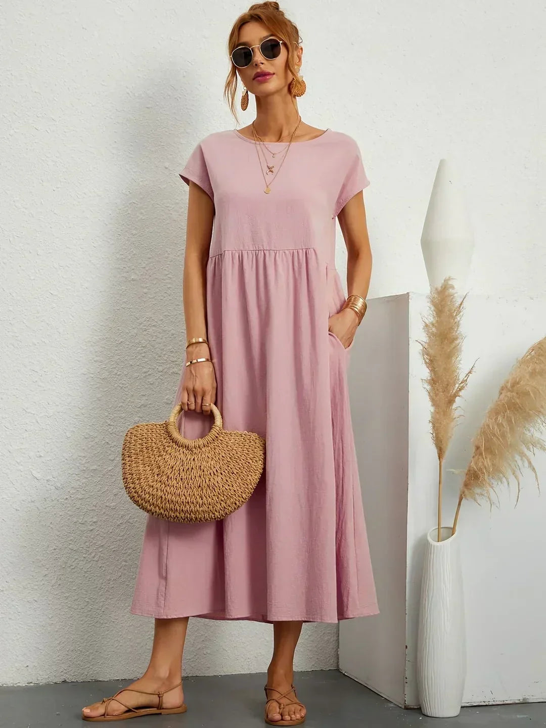 Aveline™ | Breathable White Midi Dress