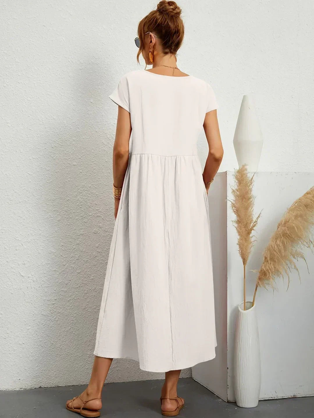 Aveline™ | Breathable White Midi Dress