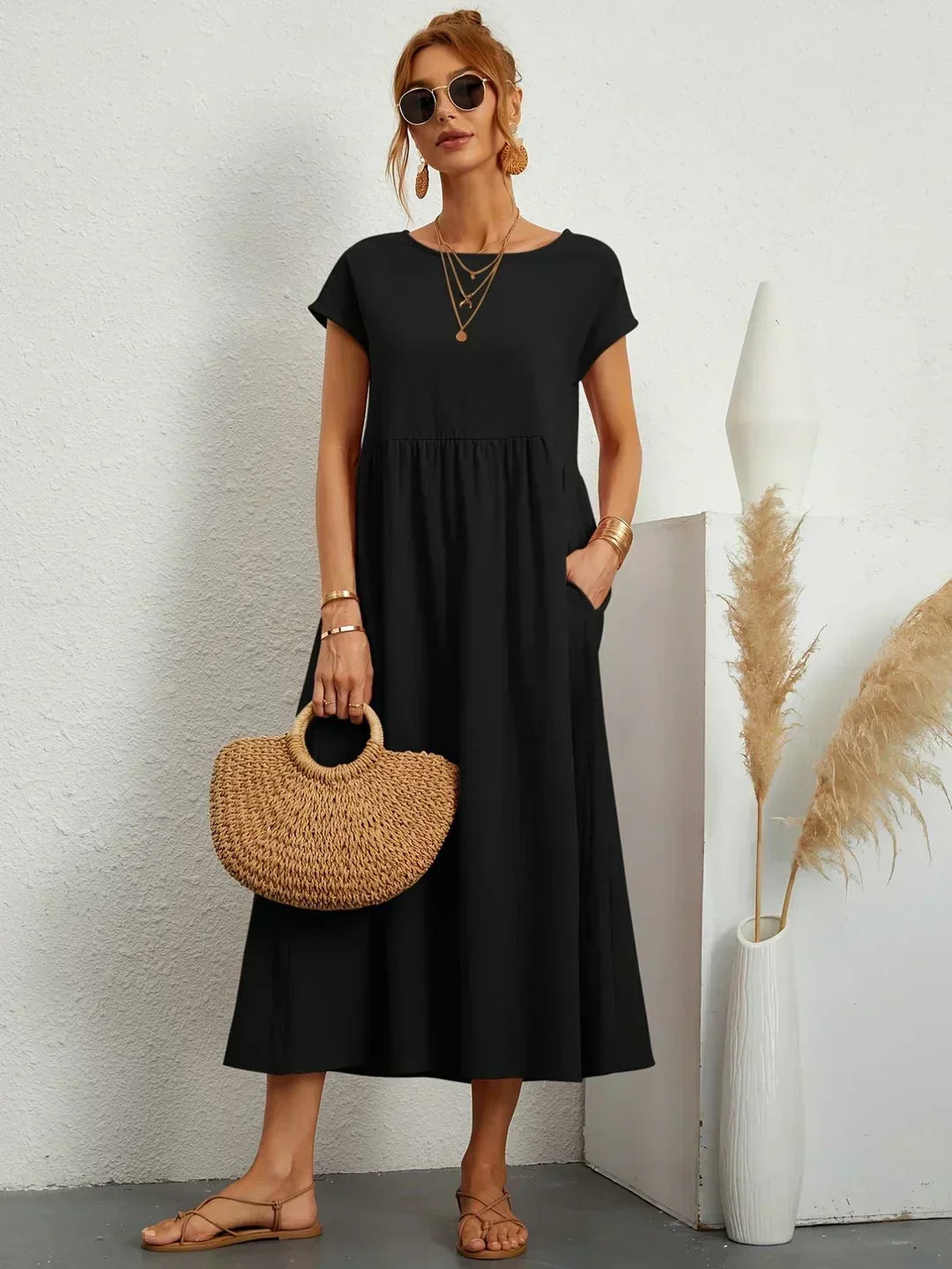 Aveline™ | Breathable White Midi Dress