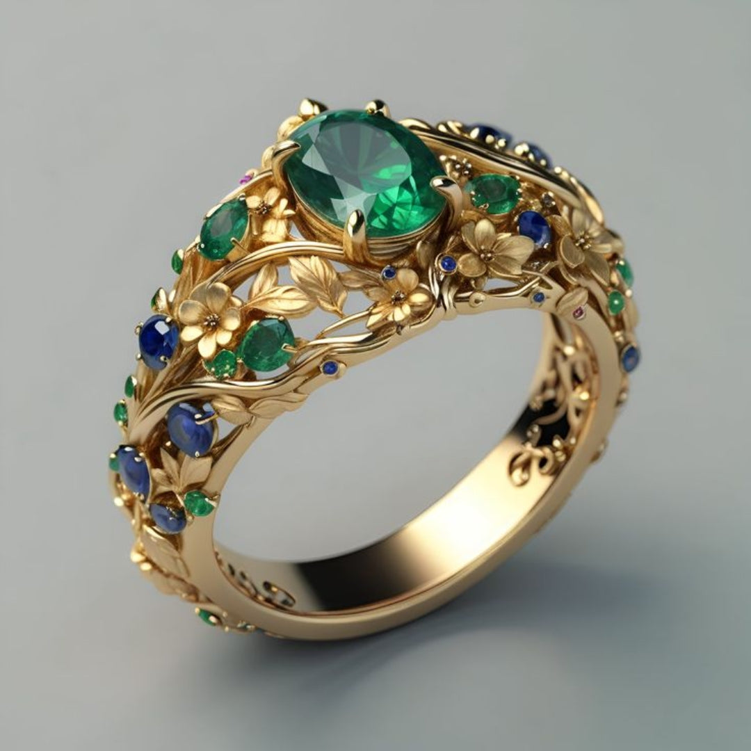 Luxe Emerald & Sapphire Ring