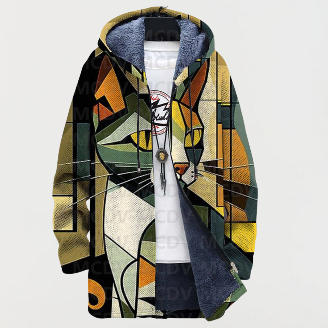 Emerson | Geometric Cat Print Cardigan