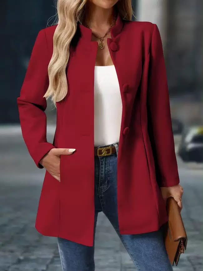 Delphine | Wool-Effect Stand Collar Coat