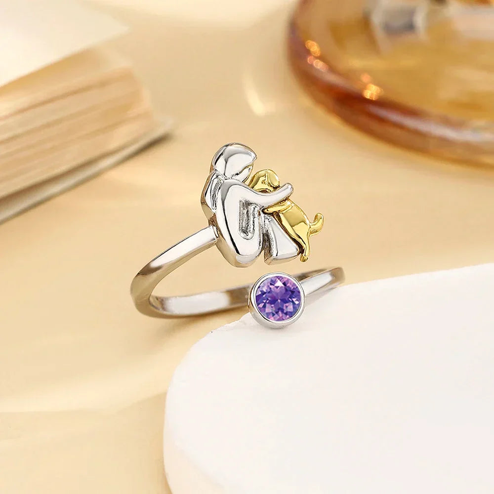 Elegant Dog Embrace Ring