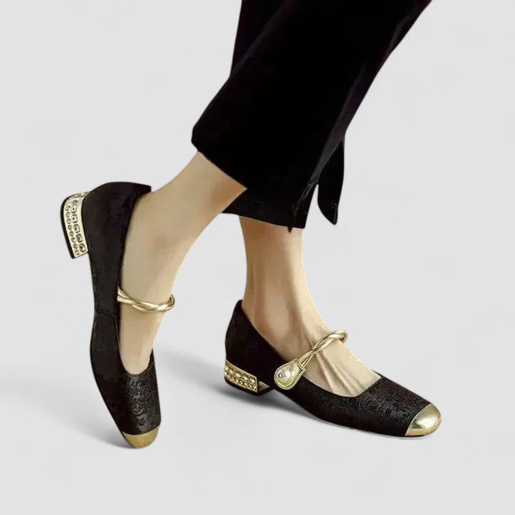Camille Satin Baby Shoes with Jewel-Embellished Heel