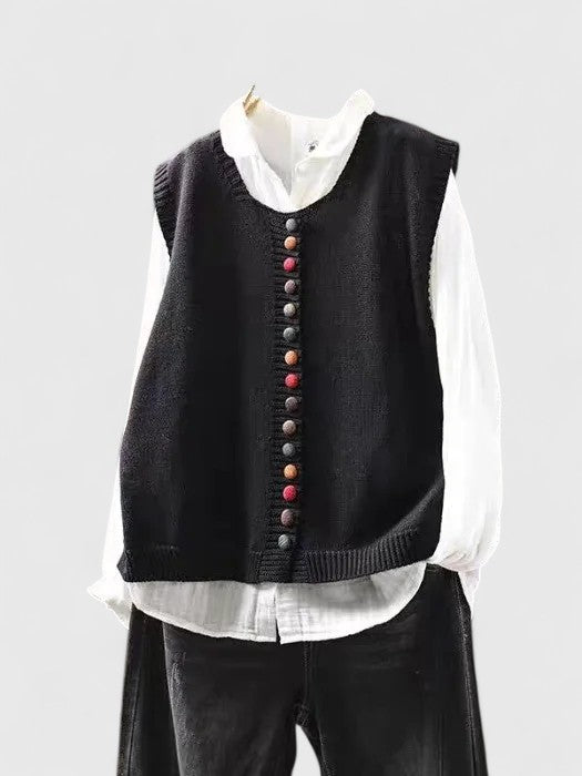 Cosima | Knit Sweater Vest with Buttons