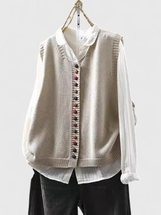 Cosima | Knit Sweater Vest with Buttons