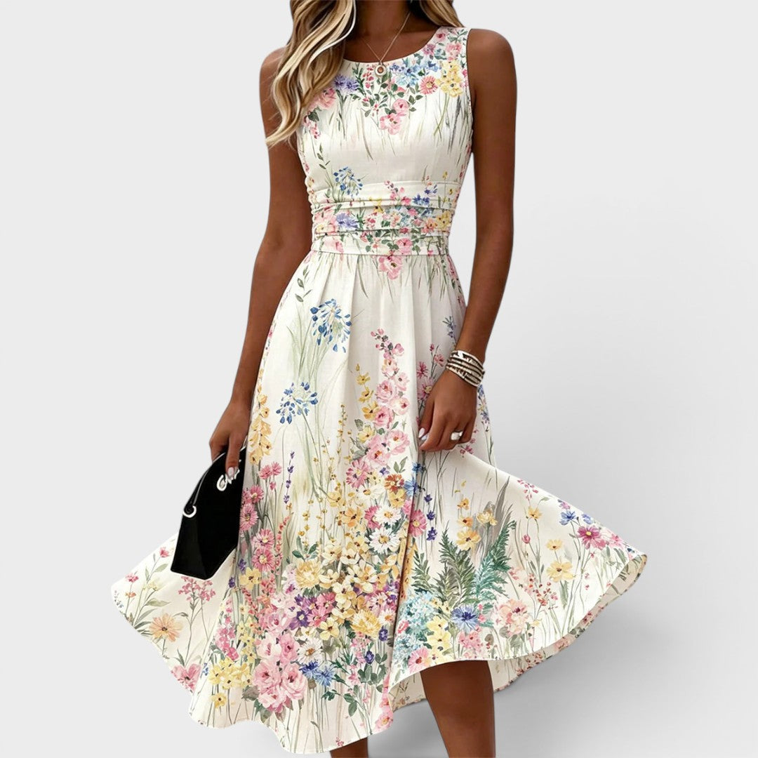Aveline™ | Lace Trim Midi Dress