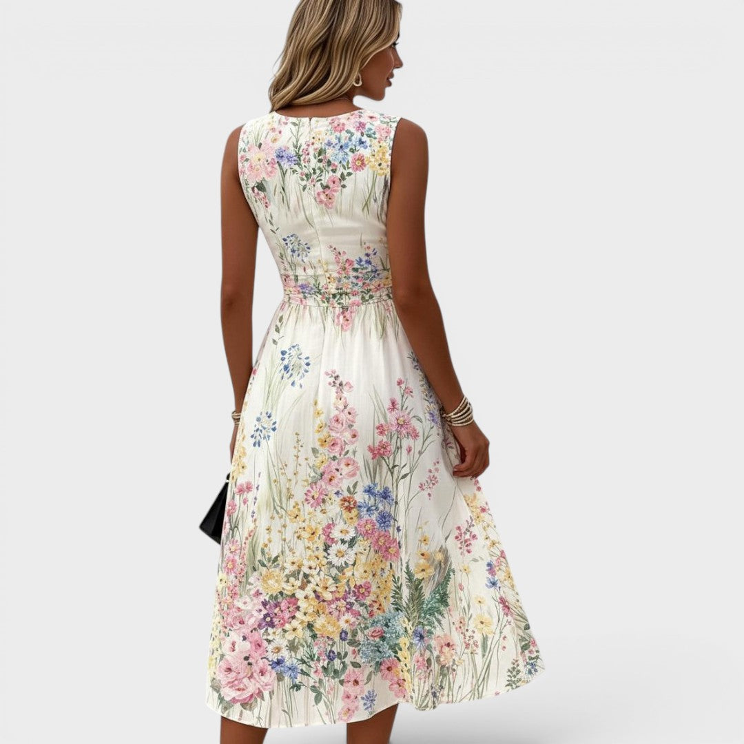 Aveline™ | Lace Trim Midi Dress