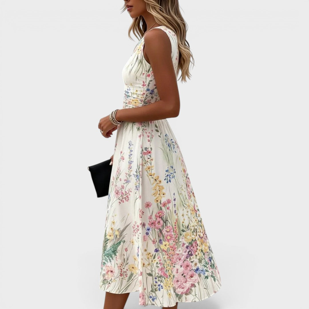 Aveline™ | Lace Trim Midi Dress