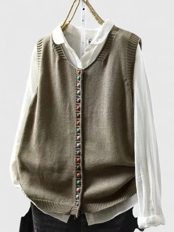 Cosima | Knit Sweater Vest with Buttons