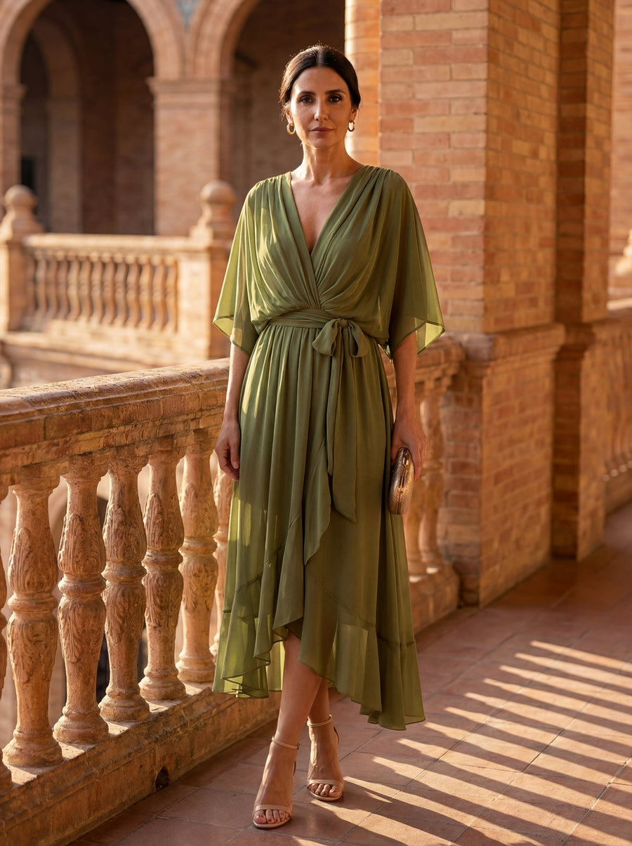 Aveline™ | V-Neck Midi Dress