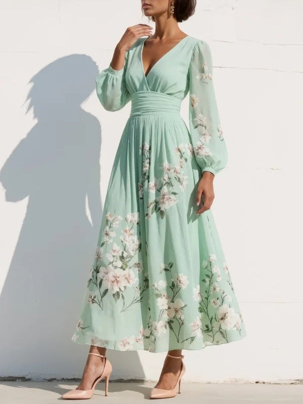 Aveline™ | Puff Sleeve Midi Dress