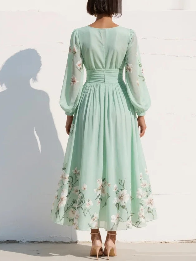 Aveline™ | Puff Sleeve Midi Dress