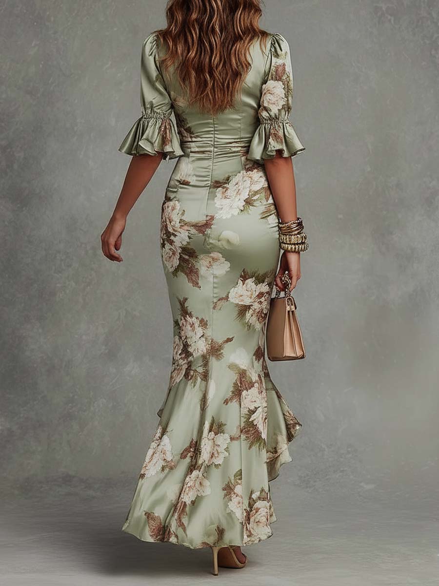 Aveline™ | Ruched Floral Maxi Dress