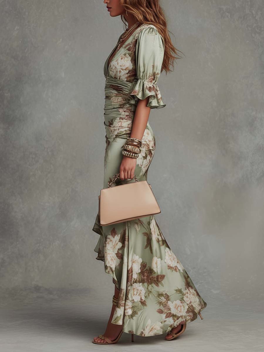 Aveline™ | Ruched Floral Maxi Dress
