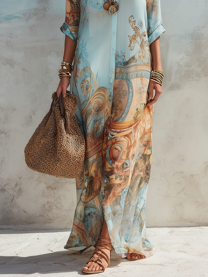 Aveline™ | Bohemian Paisley Maxi Dress
