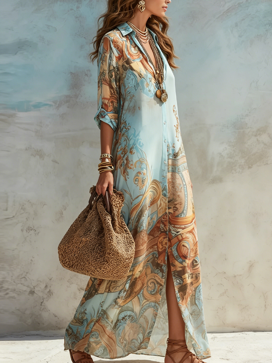 Aveline™ | Bohemian Paisley Maxi Dress