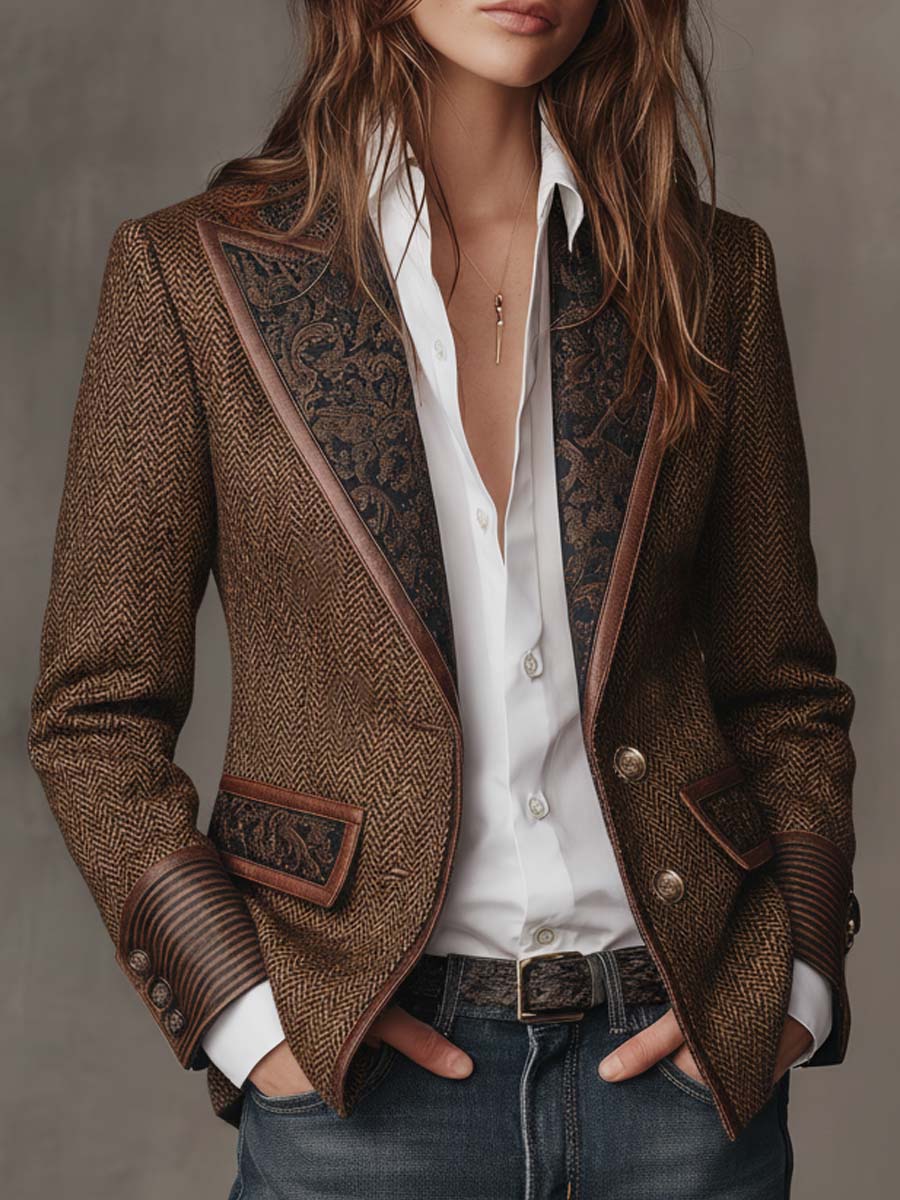Gisèle | Blazer with Printed Chevron Inserts