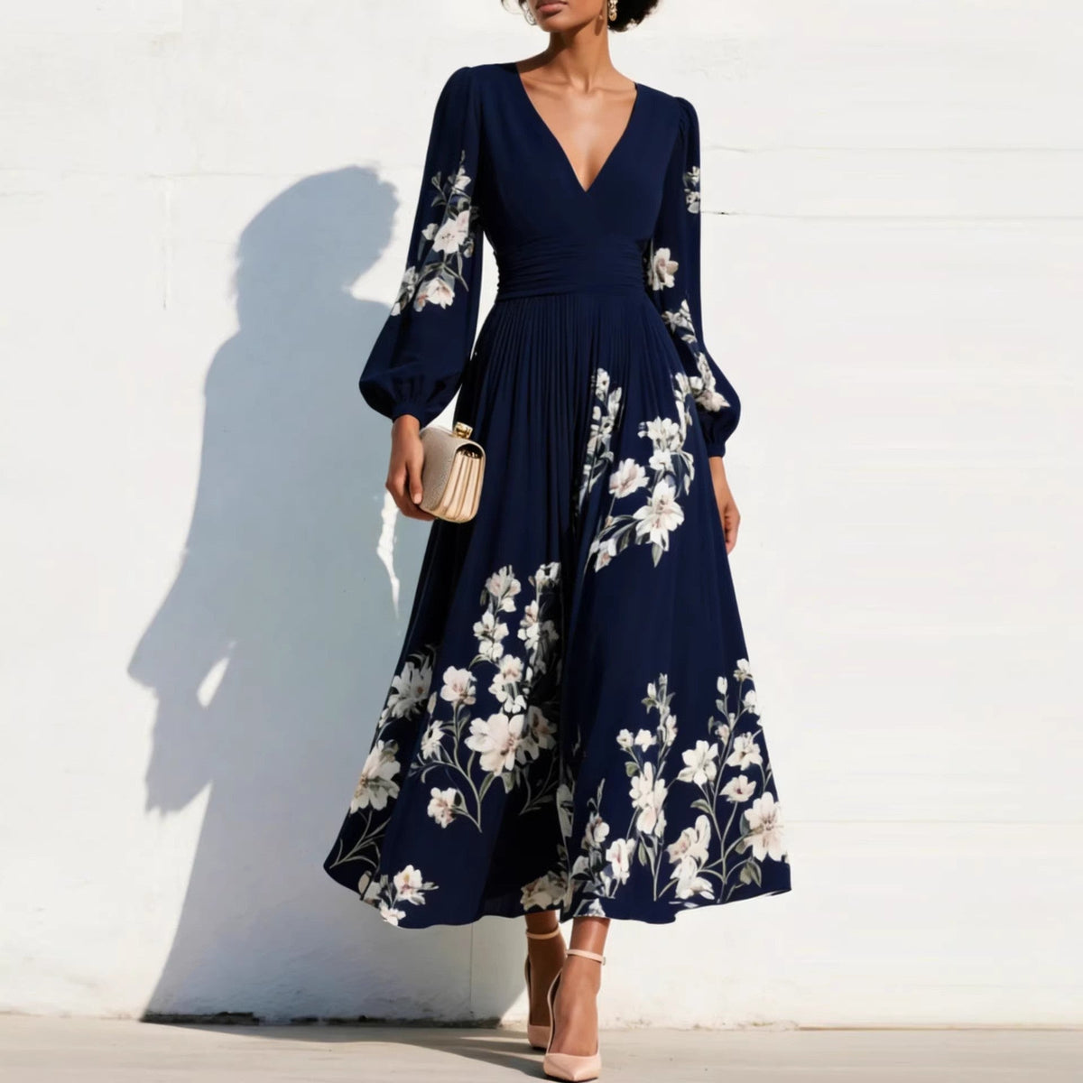 Aveline™ | Puff Sleeve Midi Dress