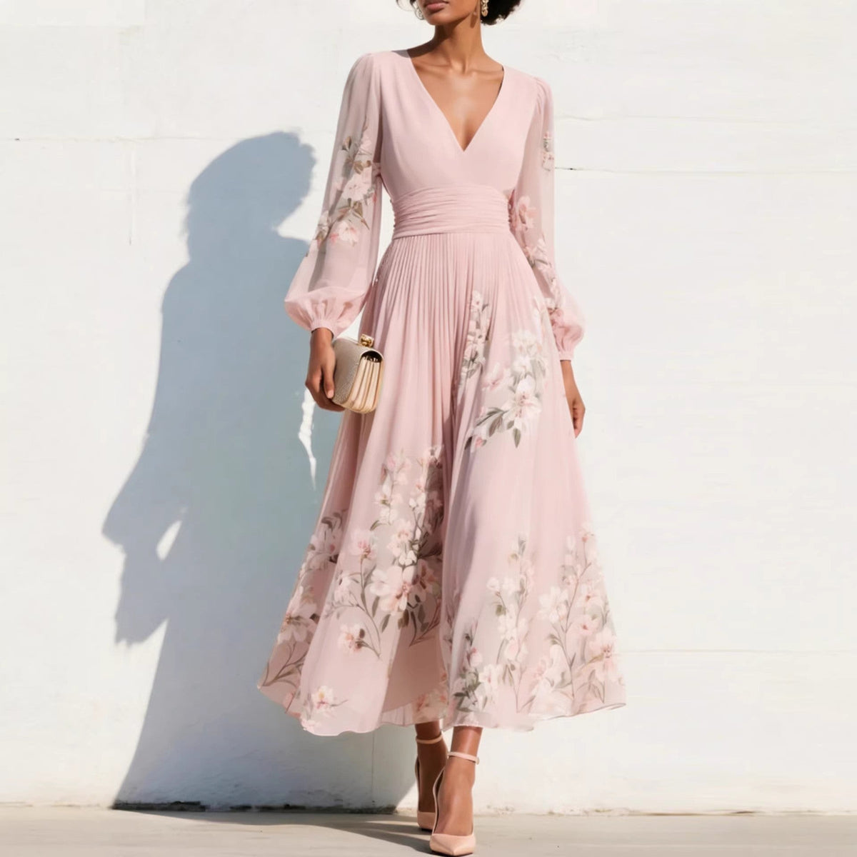 Aveline™ | Puff Sleeve Midi Dress