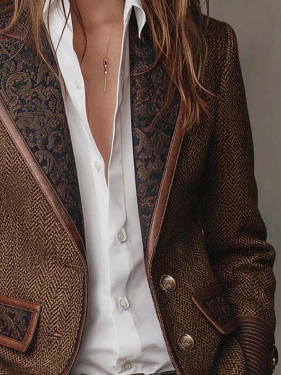 Gisèle | Blazer with Printed Chevron Inserts