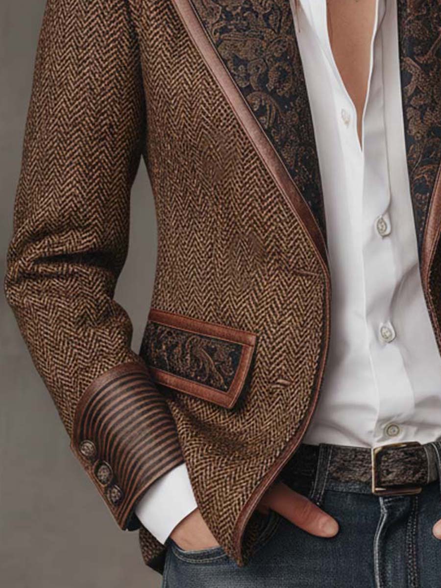 Gisèle | Blazer with Printed Chevron Inserts