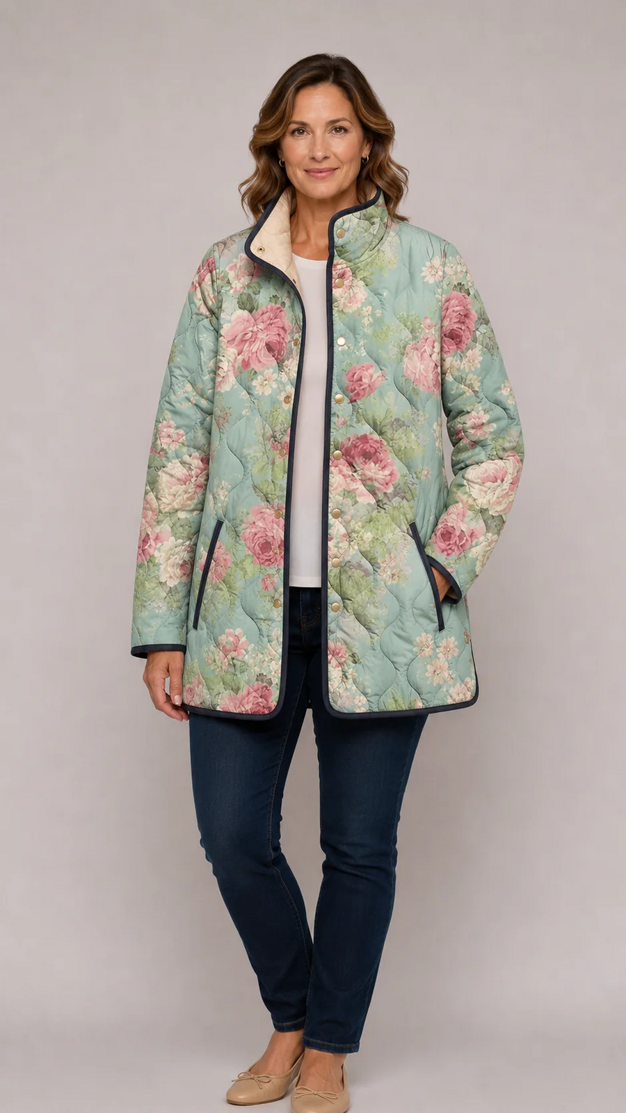 Nola | Delightful Floral-Printed Quilted Jacket