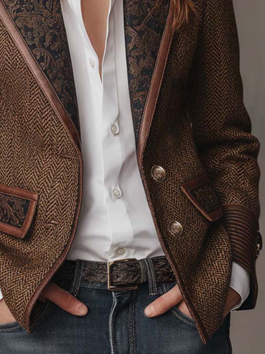 Gisèle | Blazer with Printed Chevron Inserts