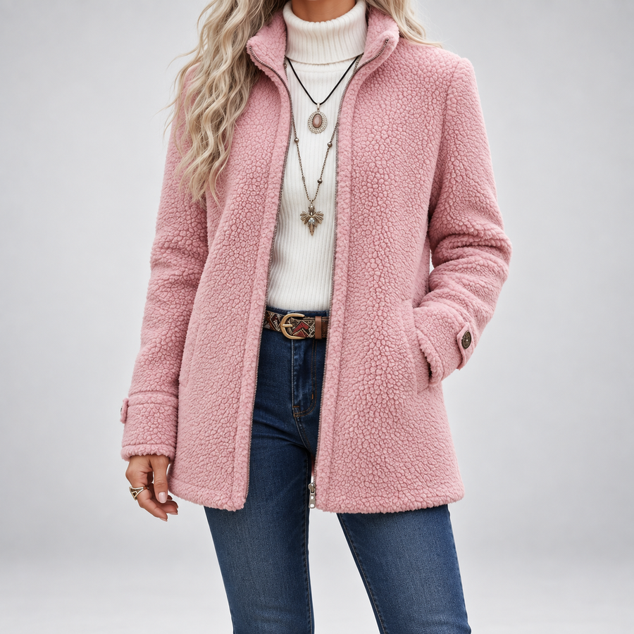 Carissa | Full-Zip Lambswool-Feel Stand Collar Jacket