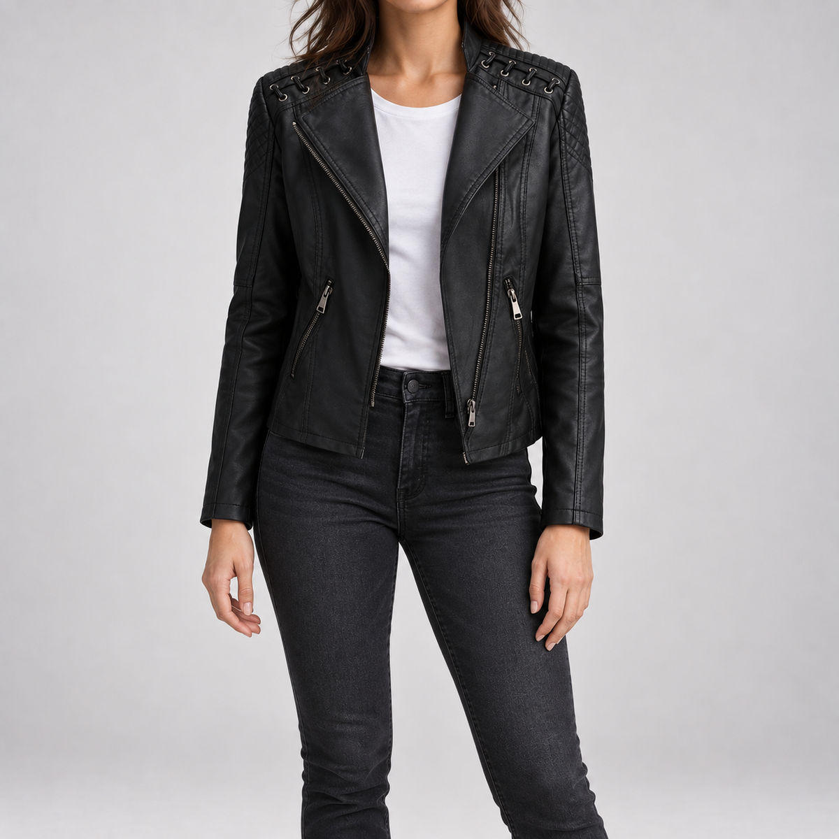 Marguerite | Asymmetric Quilted Moto Jacket