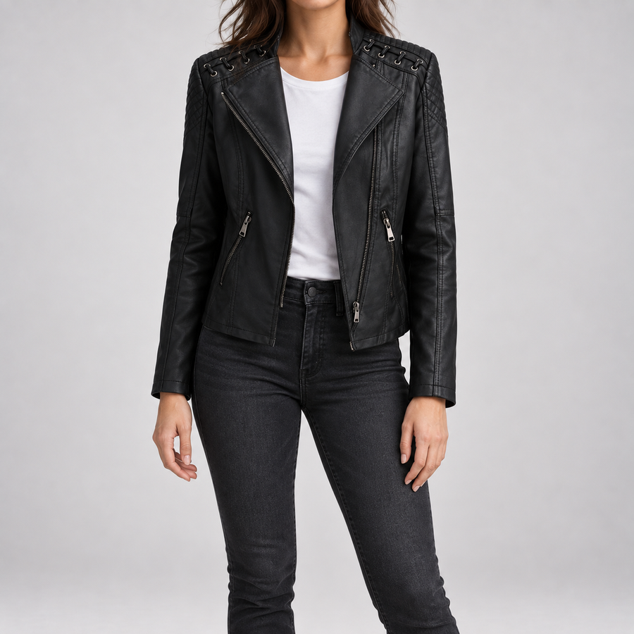Marguerite | Asymmetric Quilted Moto Jacket