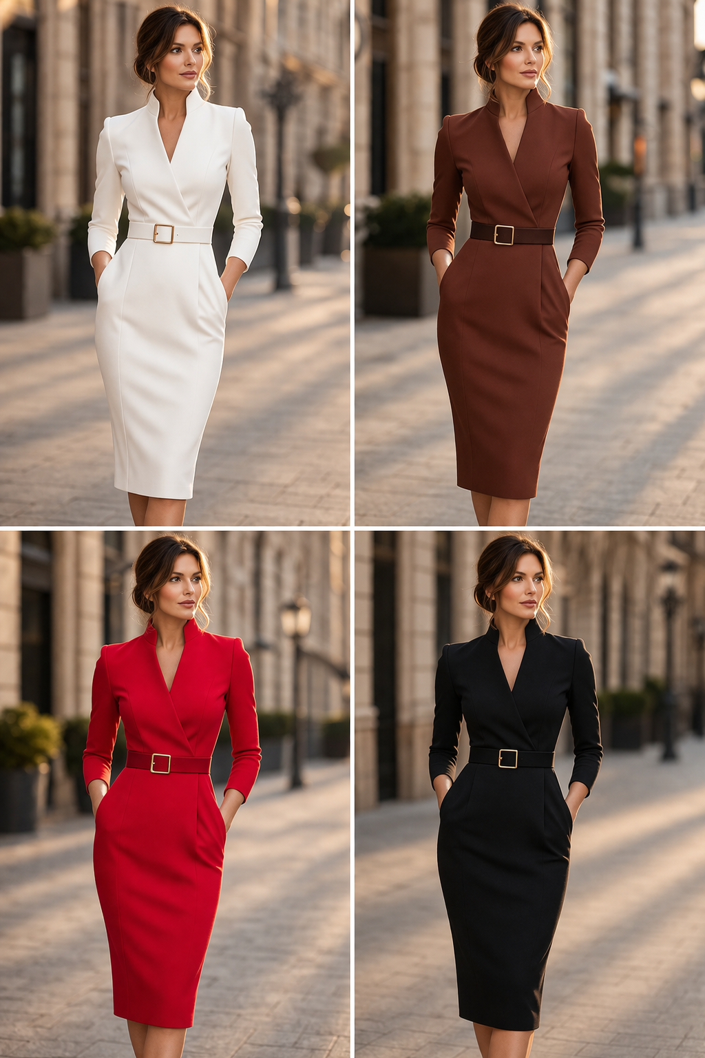 Aveline™ | Belted Wrap Midi Dress